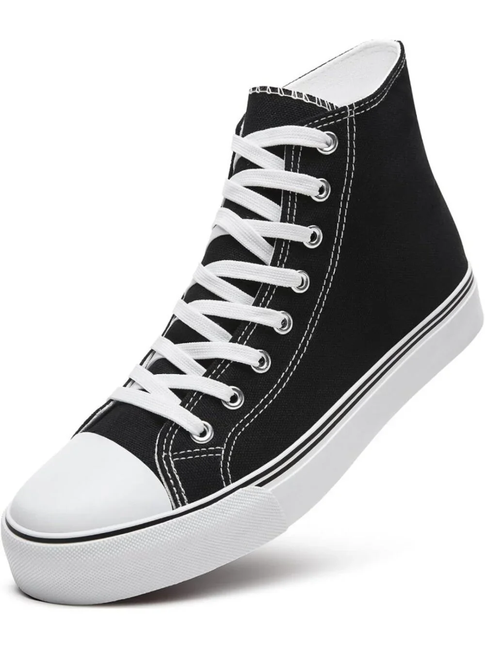 Stylish High Top Canvas Sneakers for Men - Lace Up Casual Walking Shoes